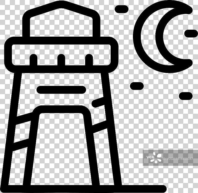 夜空下灯塔闪耀光芒图片素材