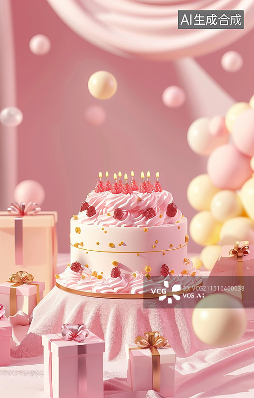 【AI数字艺术】生日蛋糕素材图片素材