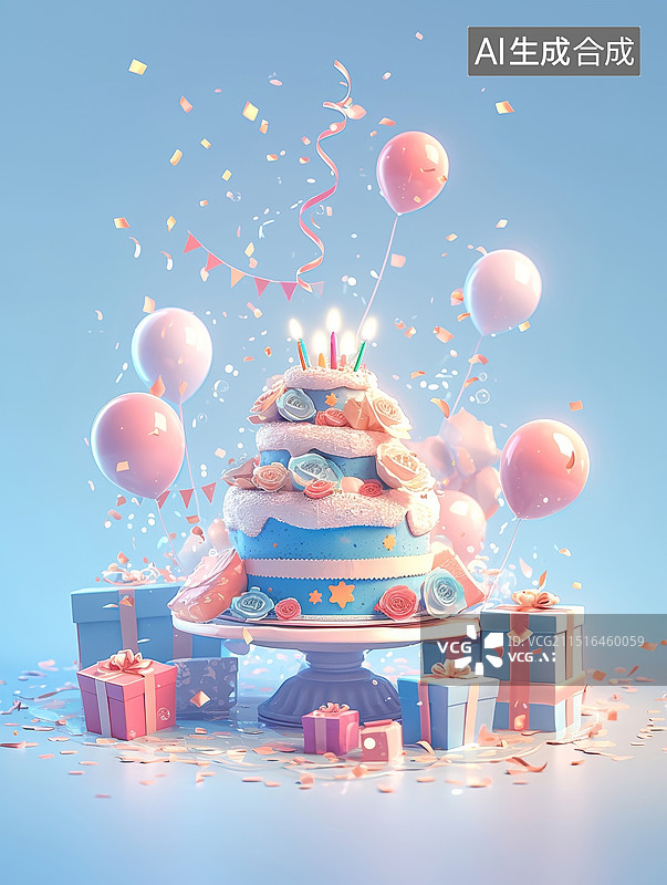 【AI数字艺术】生日蛋糕素材图片素材