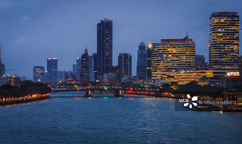广州海珠广场附近商圈夜景图片素材