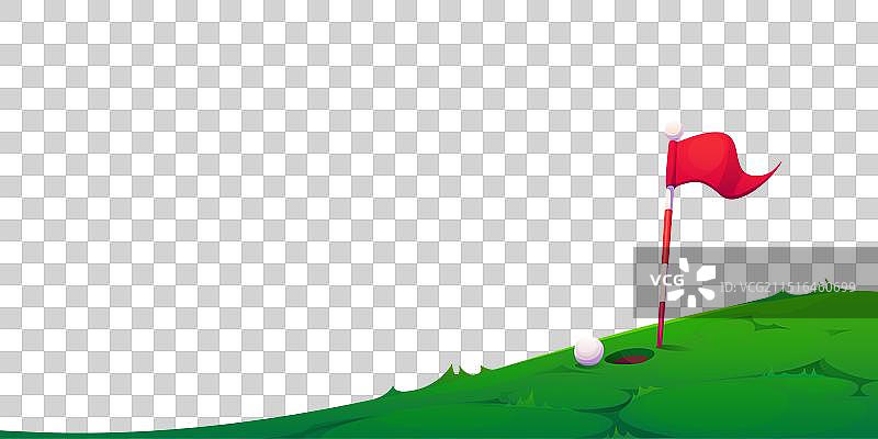 带有球洞旗和球的高尔夫球场图片素材