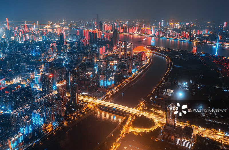航拍武汉城市夜景图片素材