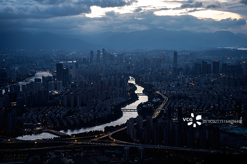 福州鼓岭山顶远眺福州全景图片素材