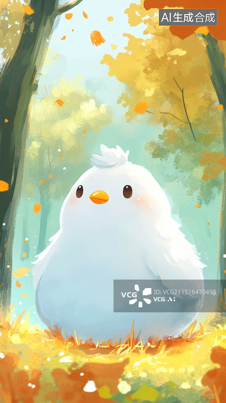 【AI数字艺术】秋日森林中的小鸟图片素材