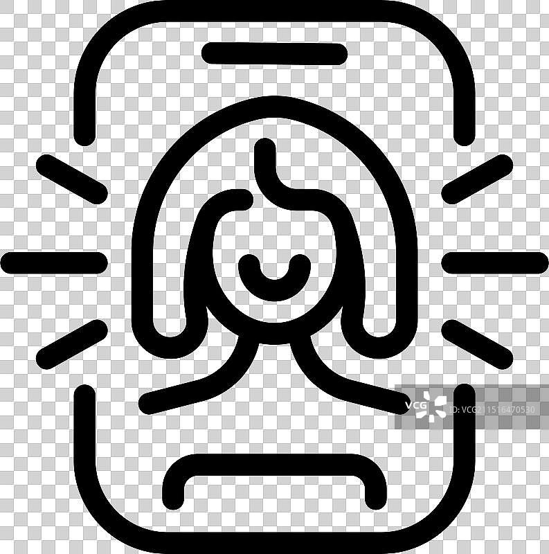 智能手机上的女人面部识别扫描图片素材