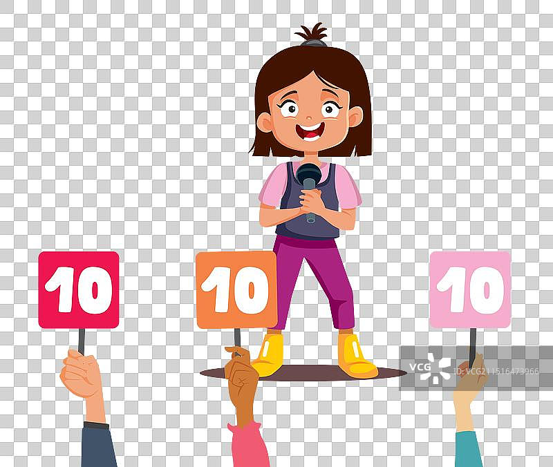 陪审团给予唱歌女孩最高评价图片素材