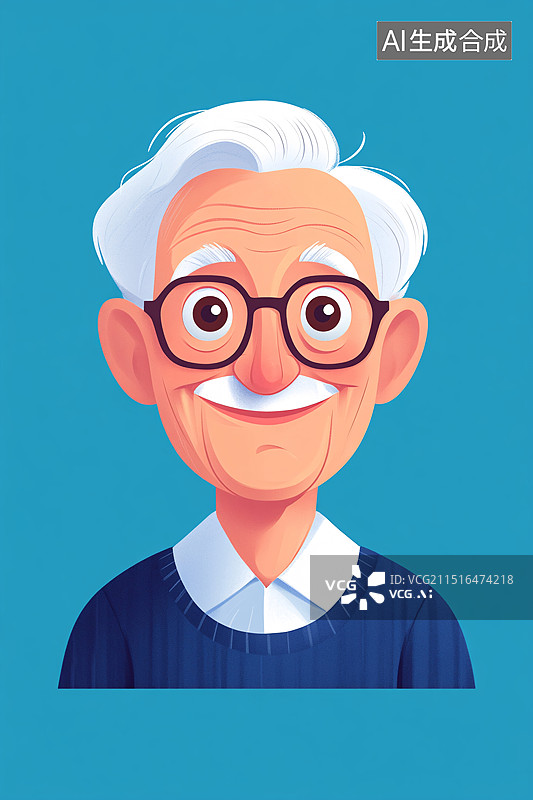 【AI数字艺术】老年人养老微笑重阳节祖父母生活方式插图图片素材