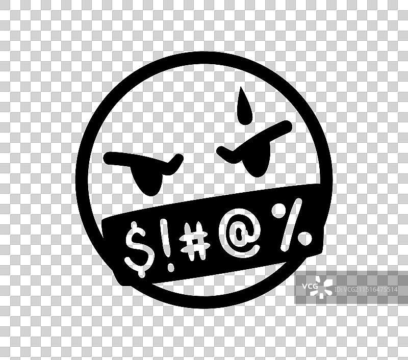 漫画咒骂对话气泡和愤怒的表情符号脸图片素材