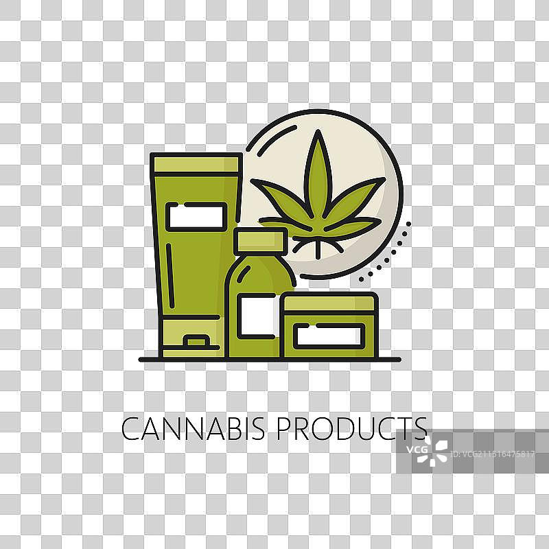医用大麻彩色线条图标CBD图片素材