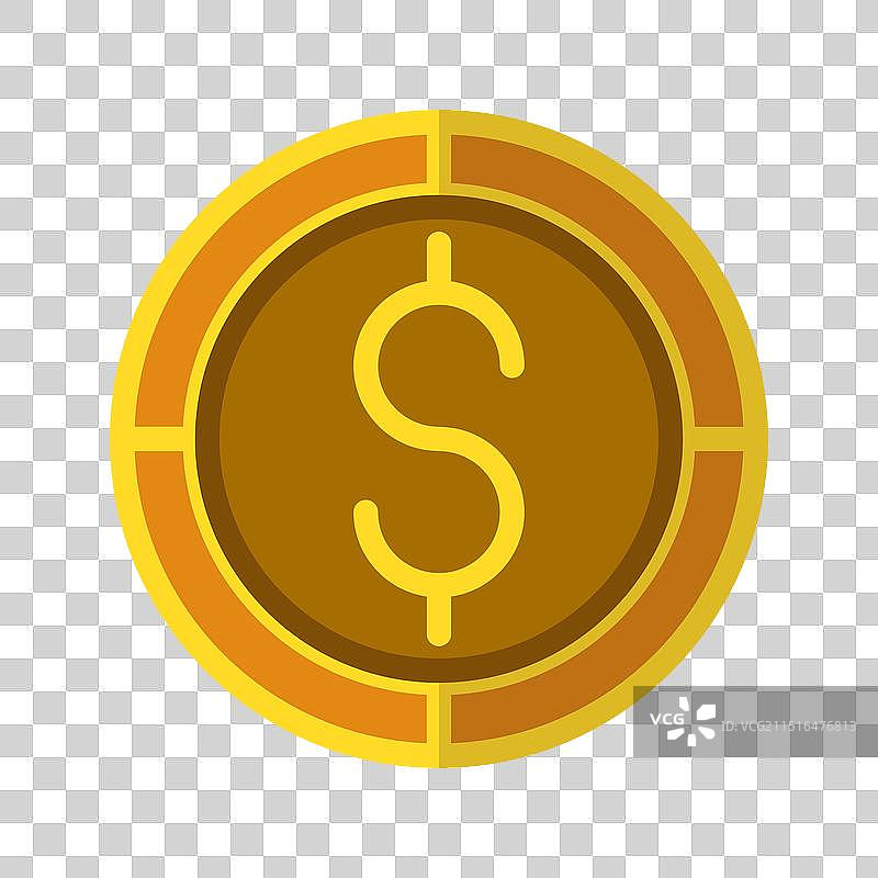 美元硬币金色扁平货币图标图片素材