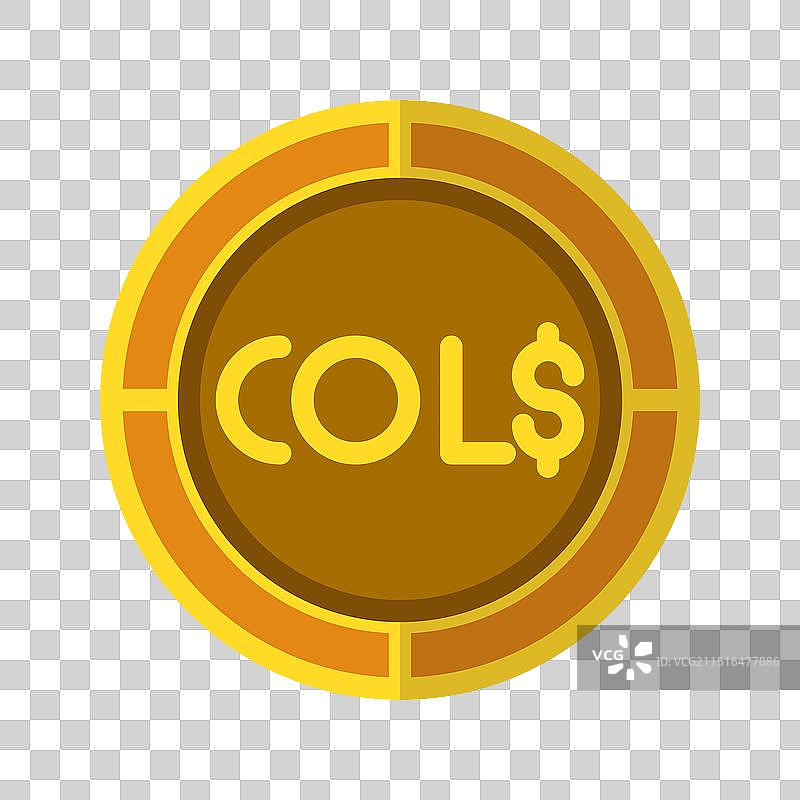 比索硬币图标，金色扁平风格图片素材