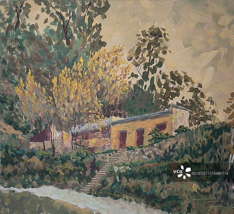 水粉画《攀枝花暖冬》图片素材