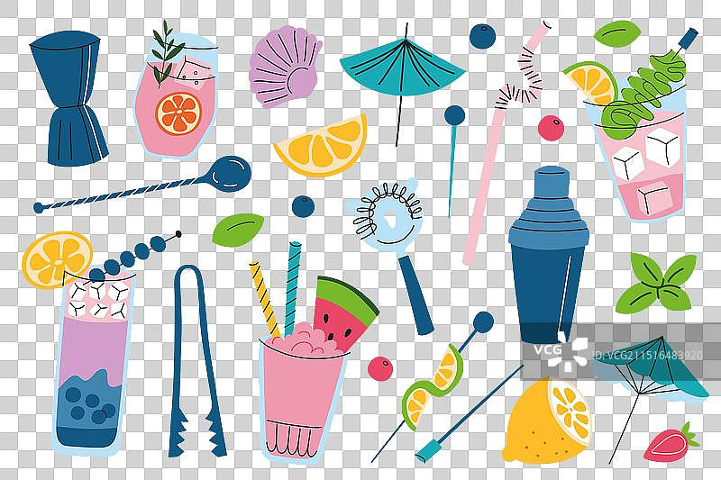 鸡尾酒用具套装图片素材