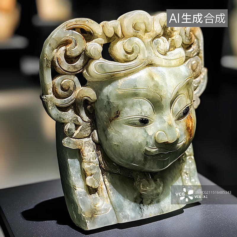 【AI数字艺术】古代玉雕人物头像图片素材