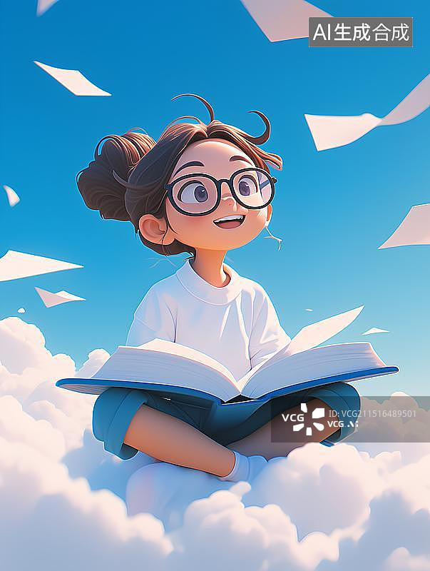 【AI数字艺术】开学教师节学习看书女孩女生图片素材