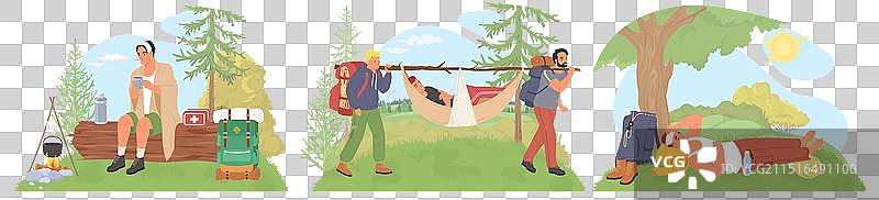 旅行者卡通人物感到不适图片素材