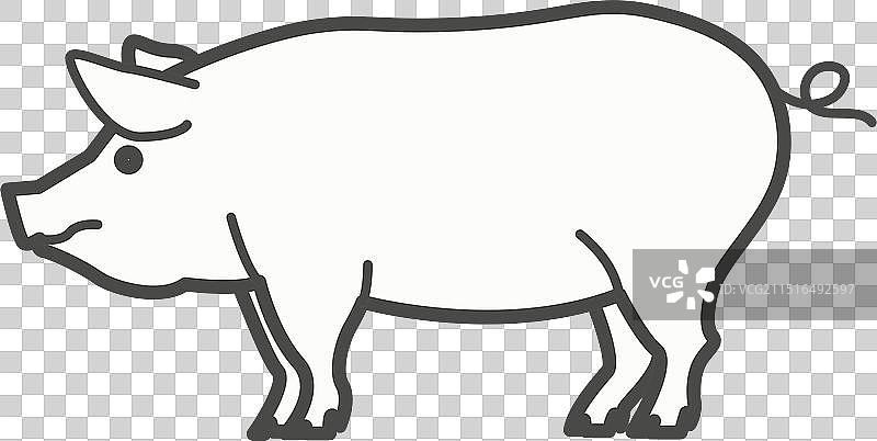 猪农场动物剪影图标图片素材