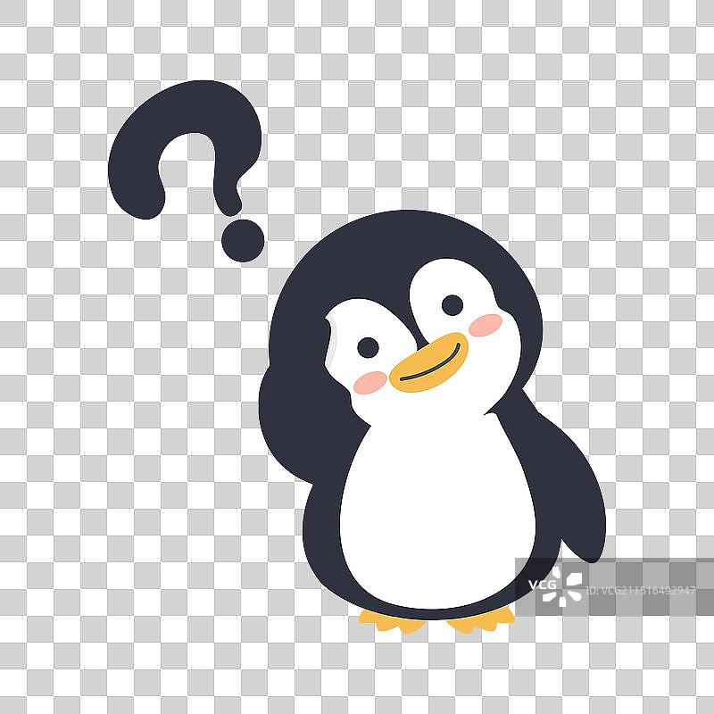 困惑的企鹅与问号图片素材