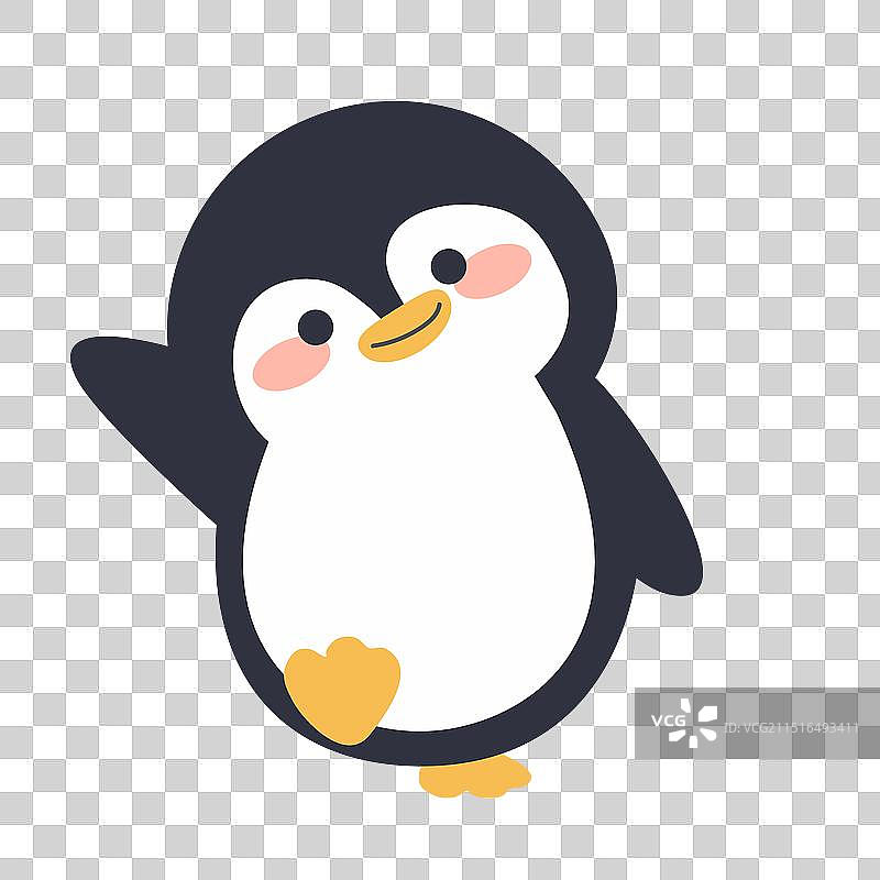 卡通企鹅挥手打招呼图片素材