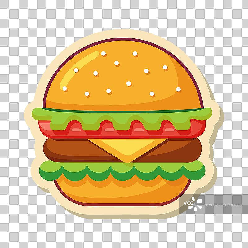 扁平风格汉堡贴纸图片素材