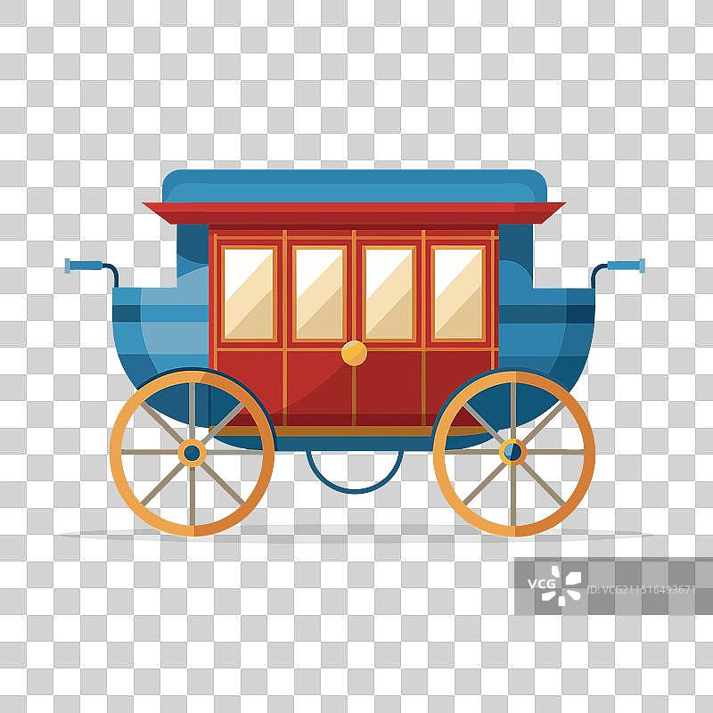 马车道路交通扁平风格图片素材