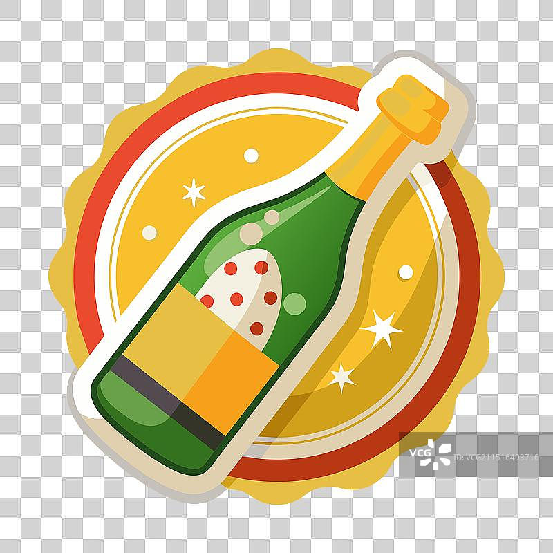 扁平香槟贴纸图片素材
