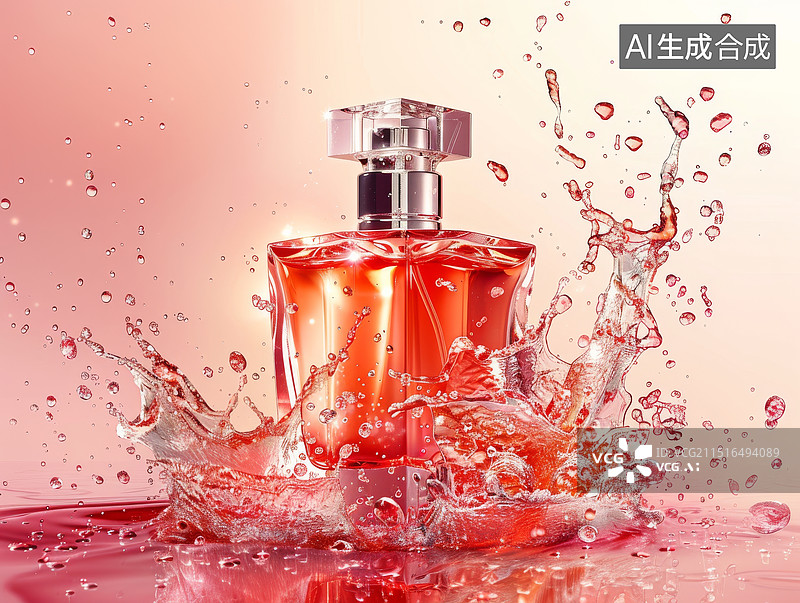 【AI数字艺术】C4D香水在水中产品渲染图图片素材
