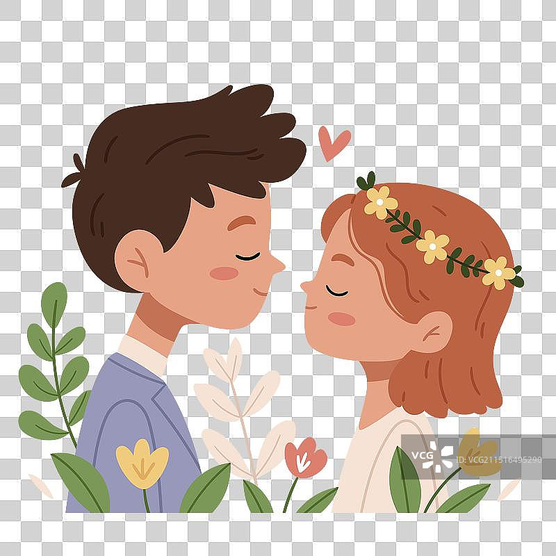 一对恋人在一个卡通风格的一个女孩在一个图片素材