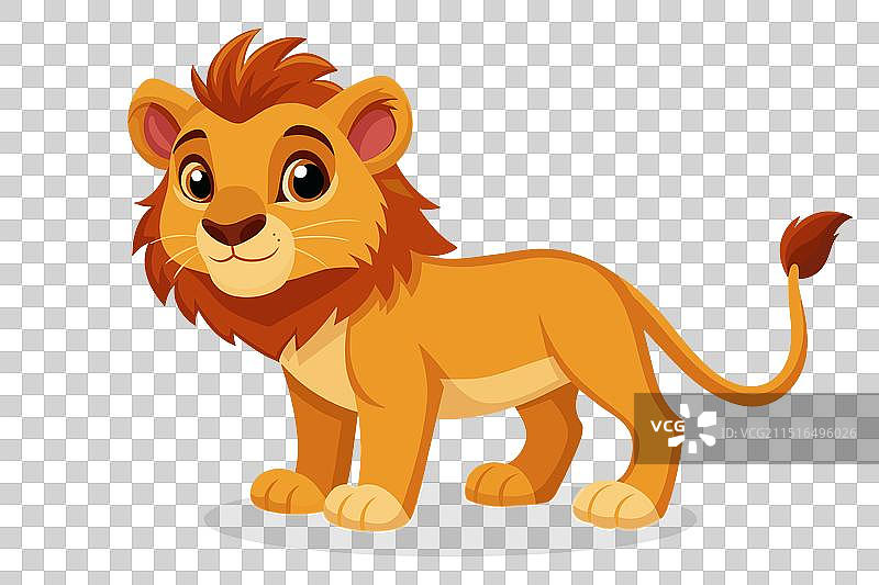 白色背景上的小狮子动物扁平风格素材图片素材