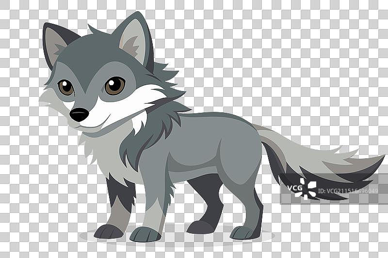 白色背景上的卡通小狼图片素材