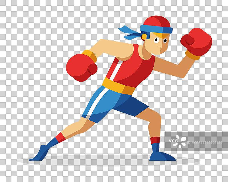 白色背景上的拳击扁平风隔离图片素材