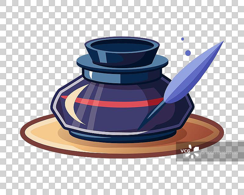 墨水瓶扁平设计白色背景图片素材