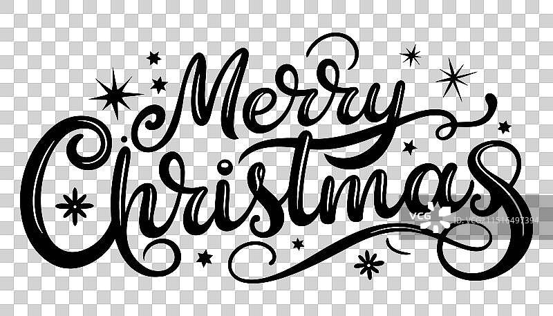 黑白圣诞节手写字体图片素材