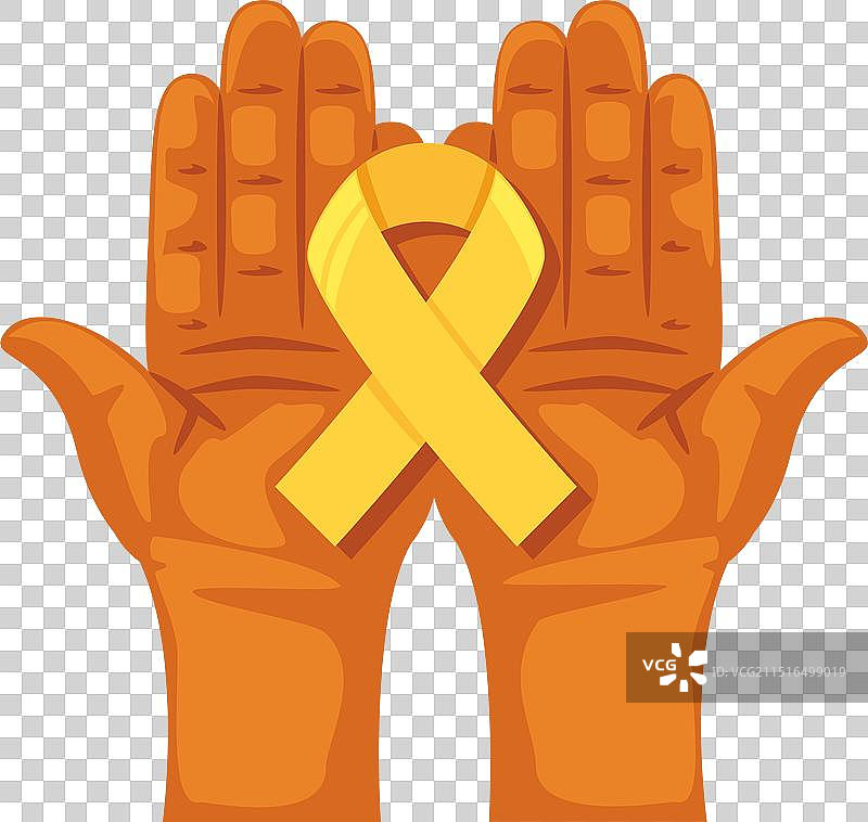 肉瘤癌月手持黄色丝带图片素材