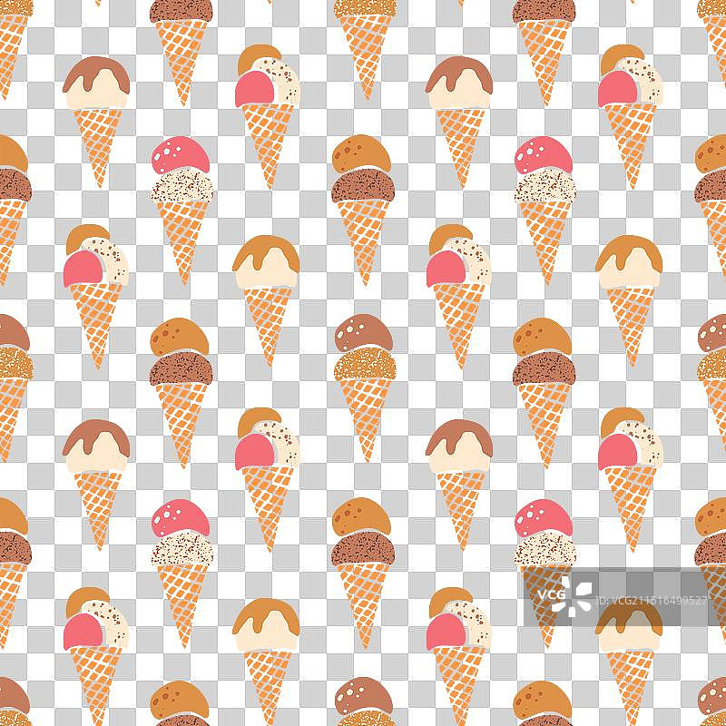 冰淇淋华夫饼锥无缝图案图片素材
