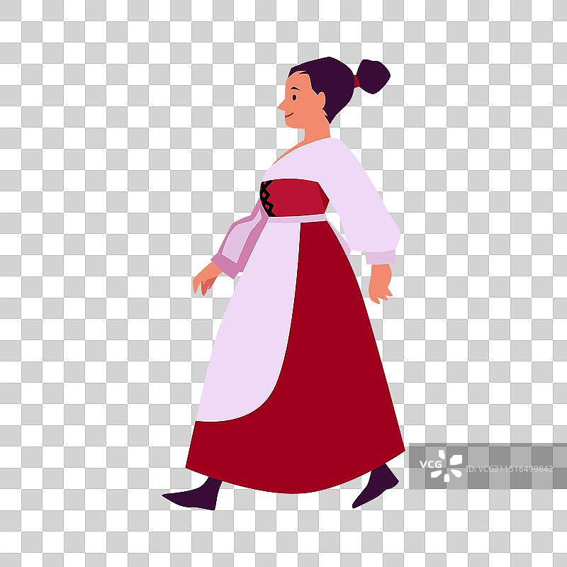 穿着复古连衣裙平躺的女孩图片素材