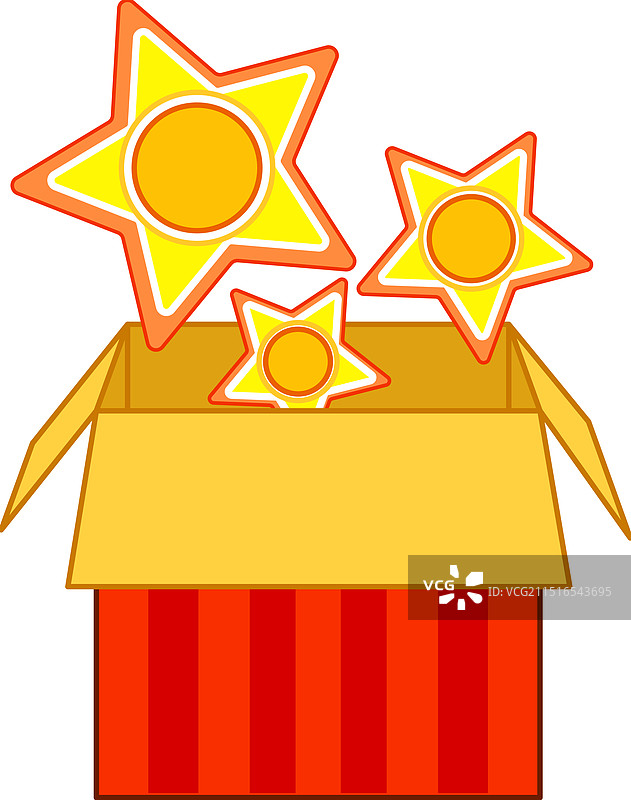 星星从打开的纸板箱中飘出图片素材