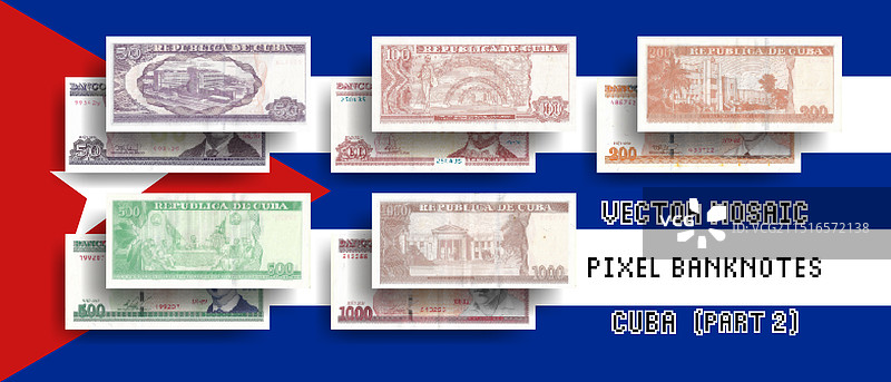 古巴纸币像素马赛克图案图片素材
