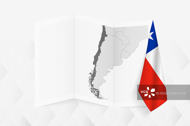 带有悬挂辣椒的智利灰度地图图片素材