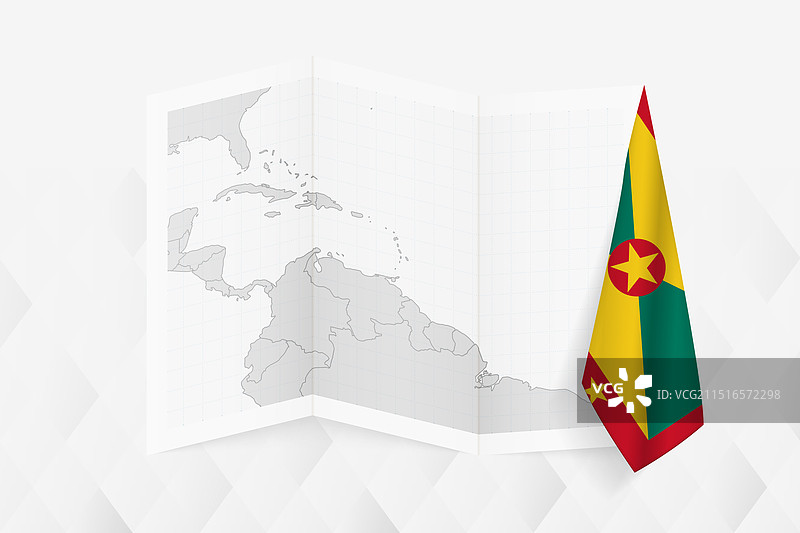 格林纳达灰度地图与悬挂物图片素材