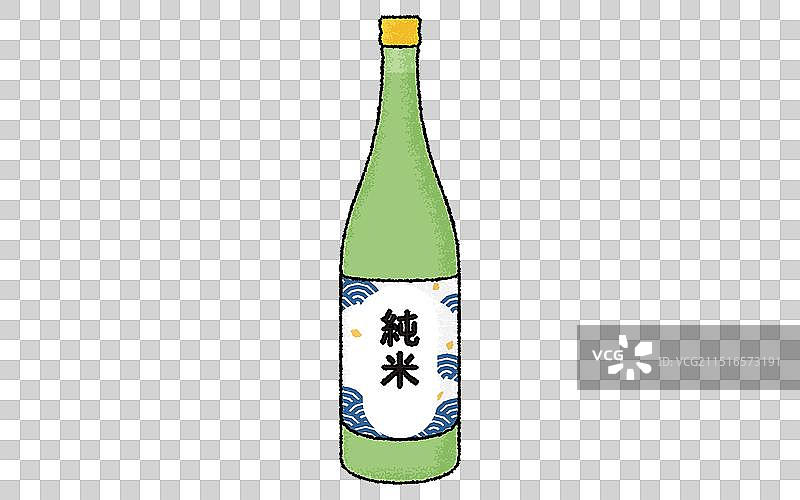 手绘风格四件装清酒瓶图片素材