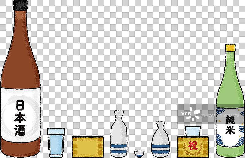 手绘清酒套装图片素材