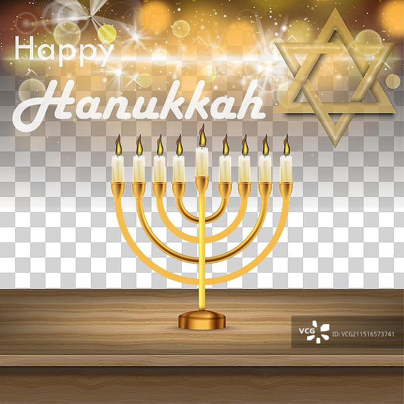 光明节犹太节日烛台木桌图片素材