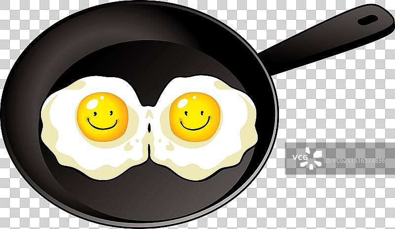 平底锅里的双蛋炒鸡蛋图片素材