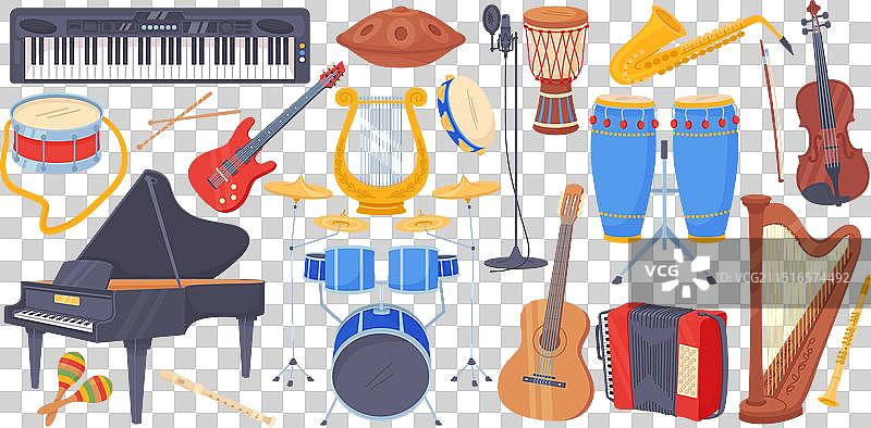 卡通音乐原声乐器和电子乐器图片素材