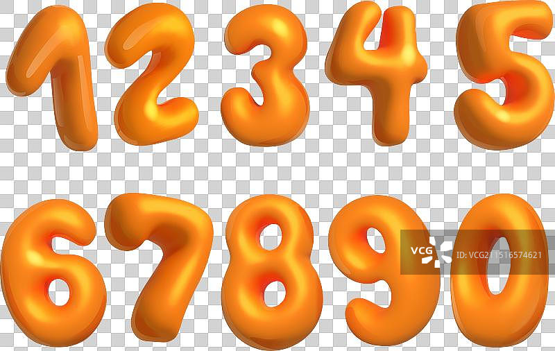 橘色0到9卡通数字图片素材