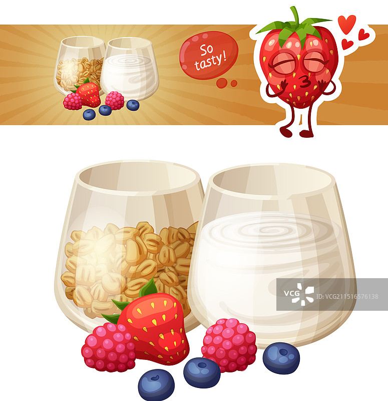 酸奶和混合麦片夏季圣代图片素材
