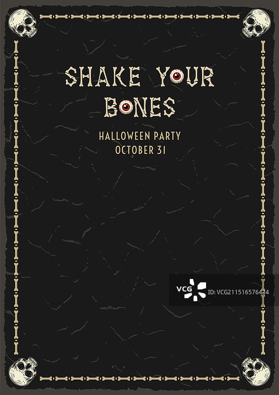 用骨骼和头骨制成的万圣节边框图片素材