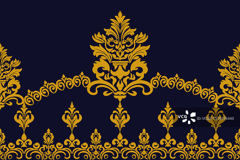 金色锦缎花卉无缝图案图片素材