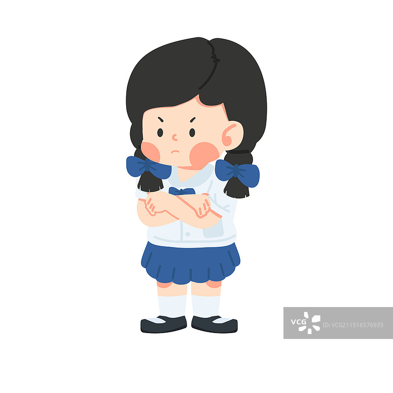 女学生交叉双臂图片素材